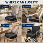 5 STARS UNITED Seat Cushion - Memory Foam for Tailbone Pain Relief - Ergonomic Support for Coccyx, Sciatica & Butt - Wheelchair, Office, Desk & Gaming Chair, Car Seat, Airplane, Black