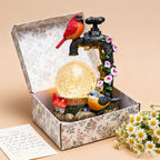 TERESA'S COLLECTIONS Garden Decor, Cardinal Garden Decor, Cute Cardinal and Faucet and Solar Light Glass Ball, Waterproof Resin Garden Statues, Birds Decor Gifts, Birthday Gifts for Women Mom, 6"