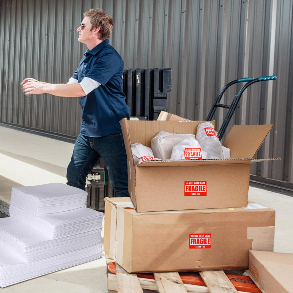540Pcs Dish Packing Supplies for Moving, 270 Cushion Foam Wrap Pouches & Sheets 4 Sizes (16x12", 12x12", 12x7.8", 7.8x7.8") with 70 Fragile Stickers Plate Packing Sleeves for Fragile Shipping Storage