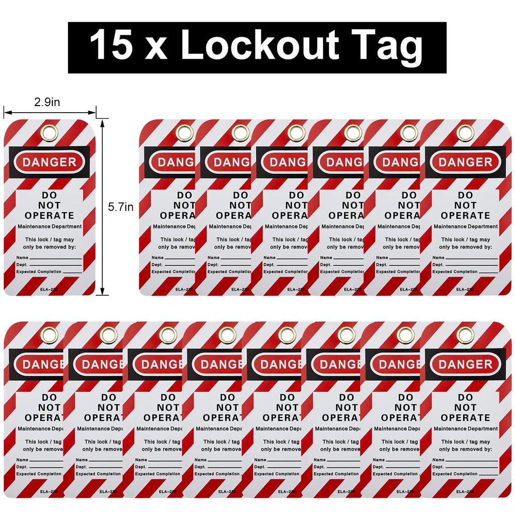 Lockout Tagout Kit Electrical Loto - Group Lockout Hasps, Lockout Tags, Safety Padlocks with Number, Nylon Ties with Pocket Bag(Red Kit)