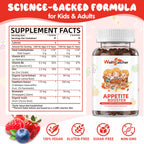 Wellcatcher Appetite Booster Gummies for Kids Adults: Picky Eater Vitamins Support Eat More Height Growth Gut Health & Nutritional Balance with Bromelain Hawthorn Zinc, Sugar Free 60CT