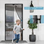 YRH Fiberglass Magnetic Screen Door,Heavy Duty Enhanced Fiberglass Mesh, Self-Sealing Closure with Stay Open Buckles (Fit for Door Size:34x82 Inch,Screen Itself Size:36x84 Inch,Black)