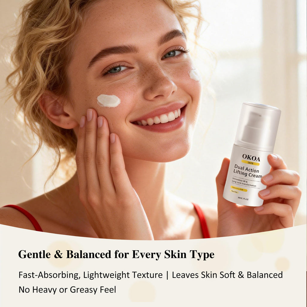 Noni Energy OKOA SKIN Dual Action Lifting Cream - Instant Firming with Peptides & Hyaluronic Acid, Hydrating Moisturizer, All Skin Types, 1.05oz(1pc)