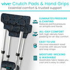 Vive Crutch Pads for Armpits and Hand Grips - Pads for Crutches Handles and Underarms - Crutch Cushions Covers - Soft Padded Under Arm Cover - Crutch Accessories for Women, Men, Kid (1 Pair, Paisley)