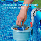 MUWOOB Above Ground Pool Skimmer with 5 Skimmer Socks, Wall Mount Surface Skimmer with Hose & Basket, Compatible with Intex Pools, Adjustable Floating Filter, Automatically Removes Leaves & Debris