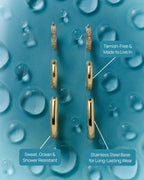 PAVOI CZ Huggie Set, Yellow Gold, Size 12 Millimeters, 13 Millimeters