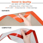MMmat Silicone Baking Mat - Best German Silicone - Non Slip Silicone Baking Sheet, Non Stick Reusable Silicone Mats for Baking, Oven Liner, Counter Mat - Half + Medium + Quarter Baking Sheets Set