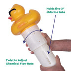 GAME 4002 Derby Duck, 3 Inch Chlorine, Five Tablet Capacity Above-or Inground Pool Use, Adjustable Dispensing Rate