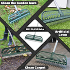 SOYUS Artificial Turf Rake, 2-in-1 Turf Sweeper for Carpets & Garden Lawns