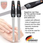 3 Swords Germany - Sapphire Metal Nail File Set 2 Pieces with 1 PIECE 3-Way Nail Buffer – Nail Care Made in SOLINGEN/Germany