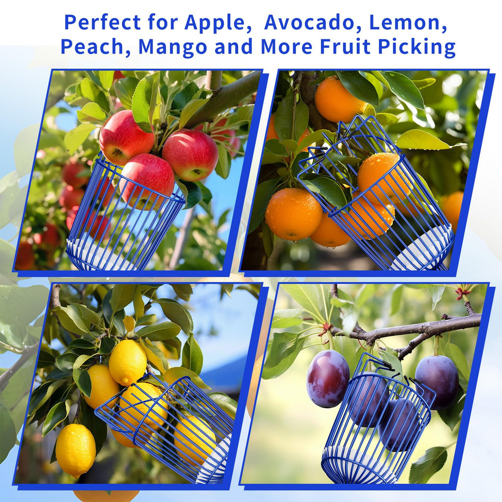 Ginbel Direct Fruit Picker Pole with Basket, Adjustable Fruit Tool for Apple Avocado Cherry Citrus Lemon Orange Peach Picking(40-100")