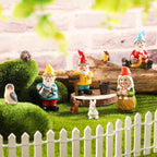 Jetec 10 Pcs Mini Fairy Gnomes Statue Garden Accessories Kit Miniature Garden Resin Gnomes Hand Painted Squirrel Hedgehog Owl Bird and Bucket Ornament for Yard Lawn Home Outdoor Decoration