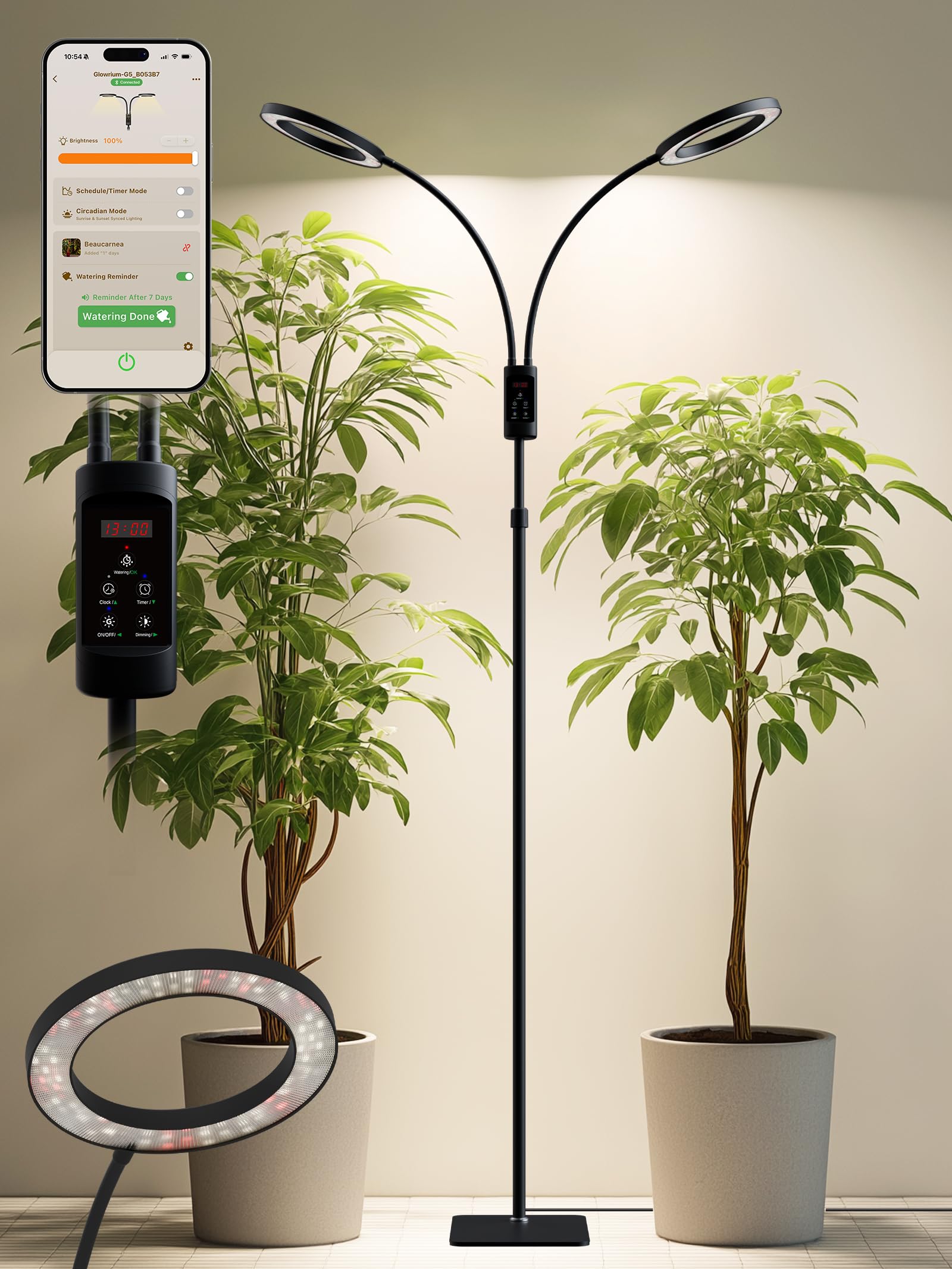 48W Smart Grow Lights for Indoor Plants, Full Spectrum LED Plant Light