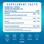 MGSPORT Magnesium Supplement 380mg - High Absorption Magnesium Complex Formula with Vitamins B6, D, E - Supports Muscle Function and Sleep Quality - 100 Servings