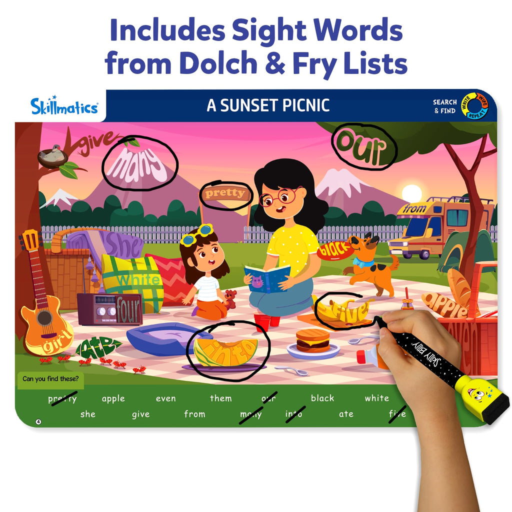 Skillmatics Search and Find Sight Words Educational Game - Reusable Preschool Learning Activities, Perfect for Toddlers & Kids Who Love Toys, Builds Vocabulary, Gifts for Ages 4, 5, 6, 7