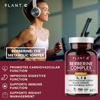 PLANT.O NUTRITION Berberine Supplement - 10xHigher Absorption Berberine HCI Complex with Bitter Lemon & Banaba Leaf - Cholesterol & Metabolic Clinically Researched Support - 60 Capsules Non-GMO