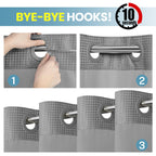 Ringless Waffle Shower Curtain with Snap in Liner Set,  71x74, Grey