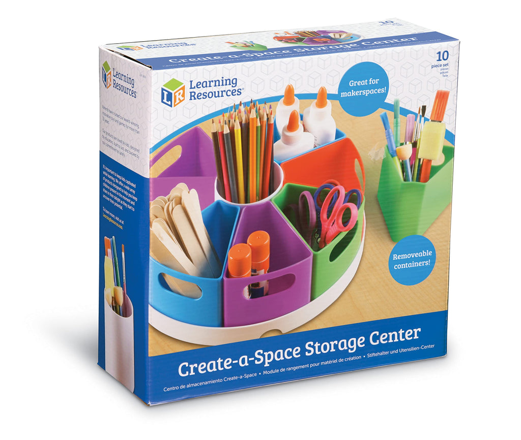 Learning Resources Create a Space Storage Center - Toy Desk Organizer, Classroom Workspace Must Haves, Homeschool Organization, Arts & Crafts, Rotating Caddy, Office & Teacher Supplies