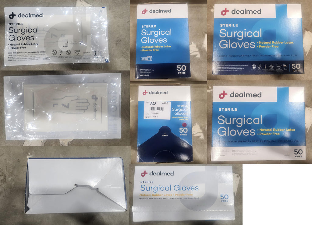 Dealmed Disposable Latex Gloves – Medical Gloves, Multi-Layer, Size 7, 50 Pairs Per Box