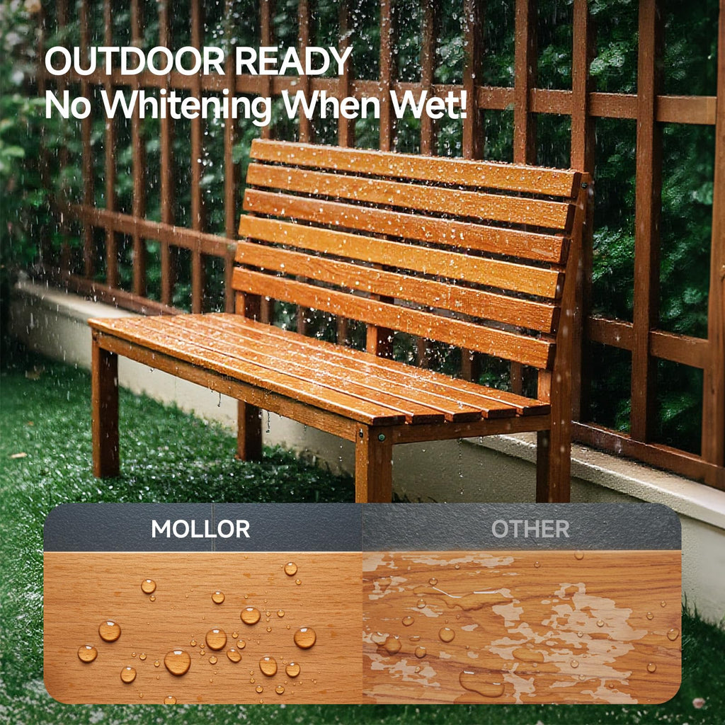 MOLLOR Wood Stain, 16 Oz Water Based Wood Stain and Sealer in One - No Priming, No Top Coat Required, Fast Drying|Low Odor|Non-Toxic, Perfect for Indoor and Outdoor Furniture (Transparent with Tools)