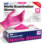 Supmedic Nitrile Exam Gloves, 4 Mil 100 Pcs Powder-Free Latex-Free Cooking Food-Safe Disposable Medical Gloves, Rose Orchid (Medium)