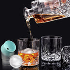 Whiskey Decanter Set for Men, 4*Crystal Whiskey Glasses(Get 4 Silicone Ice Mold Free), Lead-Free Decanter Set for Whiskey, Bourbon, Scotch, Anniversary Christmas Gifts for Dad, Husband, Whiskey Lovers
