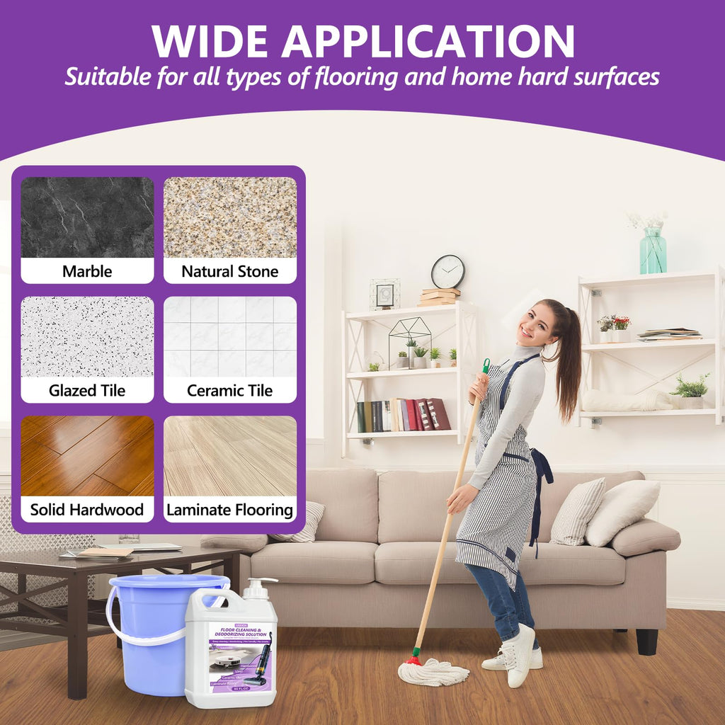 Floor Cleaning Solution- 85 FL OZ-Floor Cleaner for Mopping with Tineco,Deep Cleaning &Deodorizing for Roborock,Compatible with Saros Series,S8/S7 Series,Q Revo/Q Series,iFLOOR Series Wet Dry Vacuum