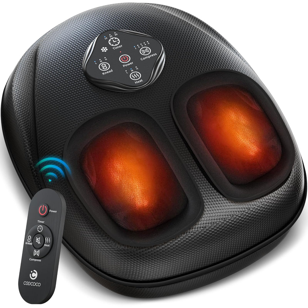 CooCoCo HSA Store Eligible Foot Massager with Heat, Plantar Fasciitis Feet Massager with Remote, Deep Kneading & Compression, FSA Foot Warmer for Home Office, Christmas Gifts for Women Men Mom Dad