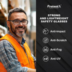 ProtectX Safety Reading Glasses 2.0 Diopter, Safety Glasses with Readers 2.0, Reader Safety Glasses 2.0, ANSI Z87.1 Rated