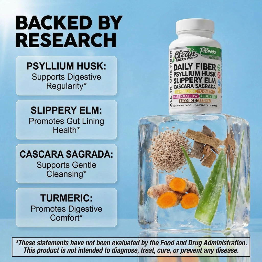 Fiber Supplement Capsules Slippery Elm Psyllium Husk Cascara Sagrada Dandelion Root Turmeric Supplement Aloe Vera Licorice Senna Marshmallow Root Digestive Health Cleanse 90 Pills by Clean Nutra