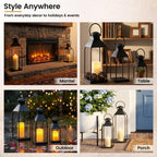Decorative Metal Lanterns Indoor Outdoor, Set of 3 Outdoor Candle Holder