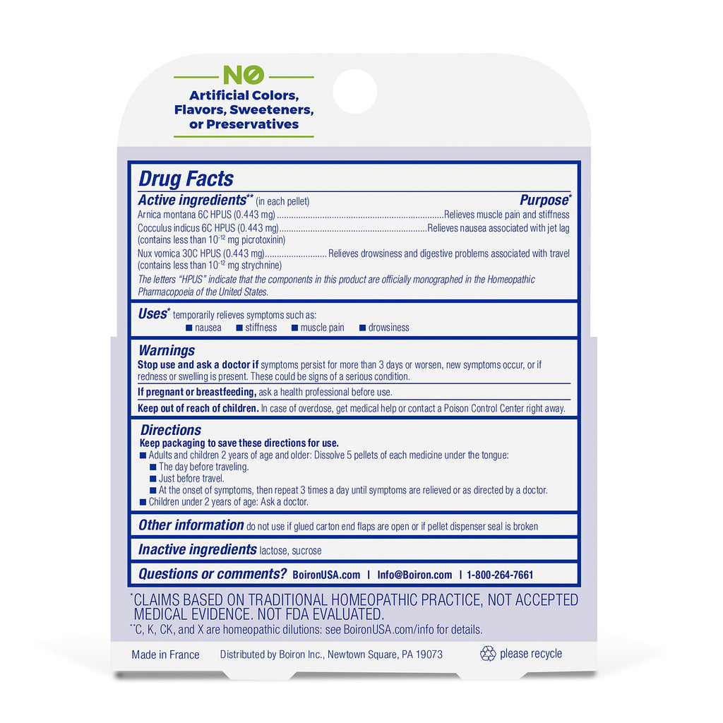 Boiron Jet Lag Relief Kit - Travel Essential for Relief from Nausea, Stiffness, Muscle Pain, and Drowsiness from Long Flights - 3 Count (240 Pellets)