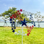 XLSWAIN Patriotic Star Metal Wind Spinner Outdoor, 47.3" H