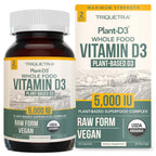 Organic Vitamin D3 5,000 IU - 100% Whole Food & Plant-Based Cholecalciferol Form, 100% Vegan Vitamin D - Enhanced with Prebiotic & Superfood Complex – Organic, Vegan, GMO & Gluten Free (60 Capsules)