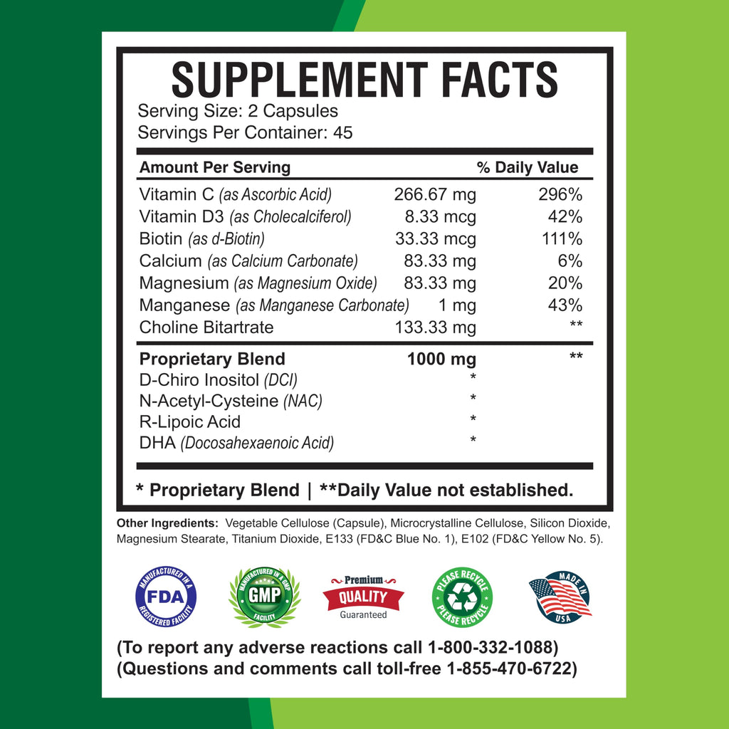 America Medic & Science WFS Plus Fertility Supplements for Women (90 Capsules) Supports Ovulatory Health | Natural Preconception Vitamins, Reproductive Aid, with D-Chiro Inositol, DHA |15-Day Supply.