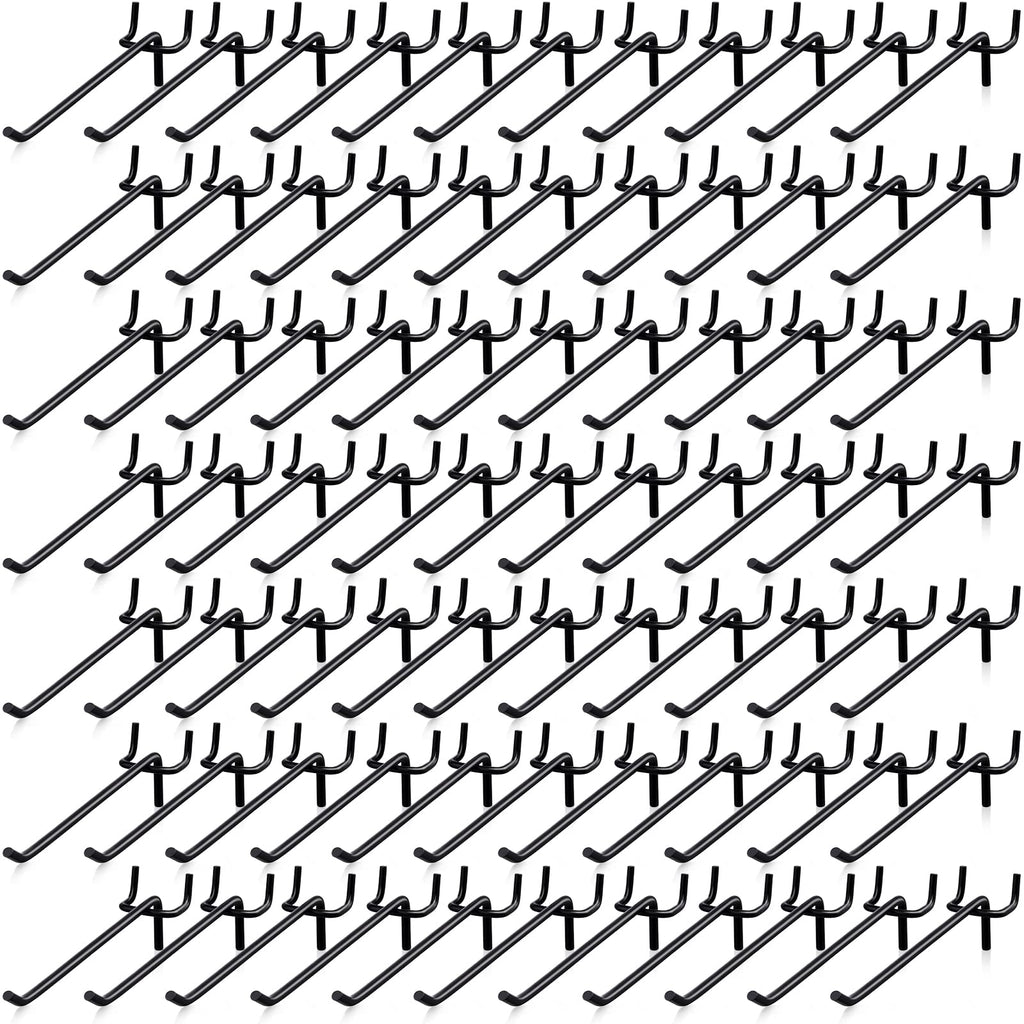 Shimeyao 100 Pcs Peg Board Shelving Hooks Stainless Steel Hanging Board Pegs Wall Display Hooks Bulk for 1/8 1/4 Garage Storage Organizer Accessories(6 Inch,Black)