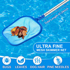Tioncy 4 Pack Swimming Pool Cleaning Kit Including Pool Cleaning Brush Scrubbing Scouring Sponge Pad Skimmer Leaf Net and 47inch Swimming Pool Cleaning Poles for Inflatable Pool Home Spas Hot Tubs