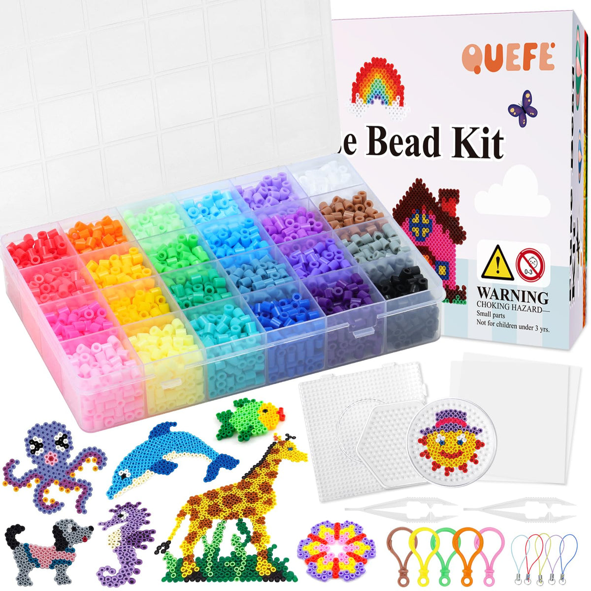 Quefe 24 Colors 5200pcs 5mm Fuse Beads Kit for Kids