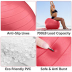 APEXUP Yoga Ball Exercise Ball, Anti Slip Stability Ball Chair, Heavy Duty Large Gym Ball for Fitness, Balance, Core Workout and Physical Therapy (S (15"~18") 45cm, Red)