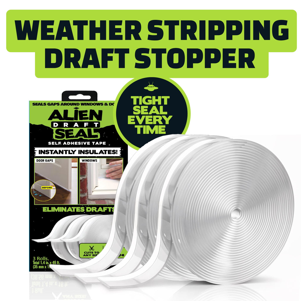 Alien Draft Seal Set of 49 Feet Anti-Draft Adhesive and Flexible Flap to Seal Gaps Around Doors and Windows As Seen On TV