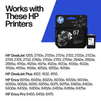 HP 67 Black Ink Cartridge | Works with DeskJet 1255, 2700, 4100 and Envy 6000, 6400 Series, Eligible for Instant Ink, 3YM56AN | Packaging May Vary