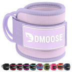 DMoose Fitness Ankle Straps for Cable Machines - One Size Fit Premium Padding, Glute Kickback Ankle Strap for Women & Men, Cable Attachments for Gym & Booty Workouts (Lilac Purple - Single)