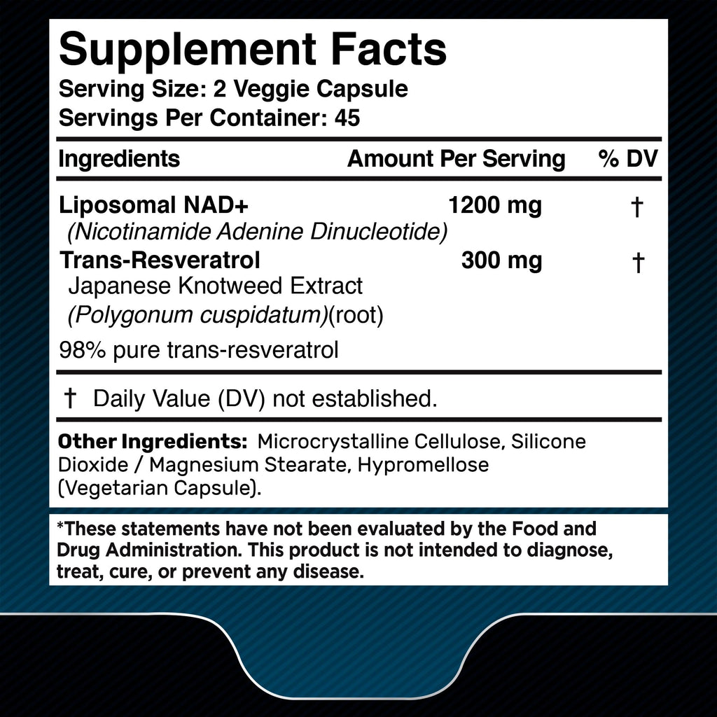 WELLNESS LABSRX Liposomal NAD Supplement, 1500mg - NAD Resveratrol Supplement for Women and Men, NAD+ Support Cellular Health, Energy & Anti Aging - 2 Pack