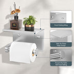 FORIOUS Toilet Paper Holder with Shelf, Adhesive or Screw, Commercial