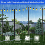 SINLEY 4 Pack String Light Poles,10 Ft Metal Poles with Fork for Outdoor String Lights,Outdoor Light Poles with Fork,Poles/Post/Stand for Outside,Patio,Deck,Backyard,Garden Wedding,Party