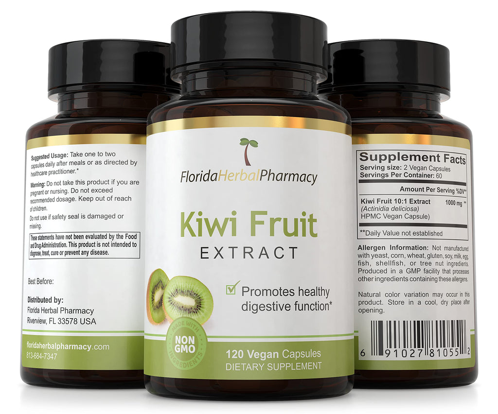 Florida Herbal Pharmacy, Kiwi Fruit Extract Supplement Capsules 10:1 (120 Capsules) 500 mg per Capsule, 1000 mg Serving