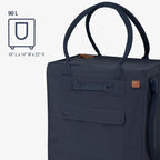 CleverMade Hauler Rolling Tote Bag, 90L Collapsible Portable Shopping Cart with Wheels for Groceries, Laundry, Organization – Utility Tote with 75 lb Capacity, Basket with Wheels, Leeward Navy