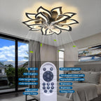 Dalouguan 35" Black Modern Ceiling Fan with Lights Remote Control, 6 Speeds 3 Light Color Low Profile Flush Mount Ceiling Fan with Light for Kitchen Bedroom