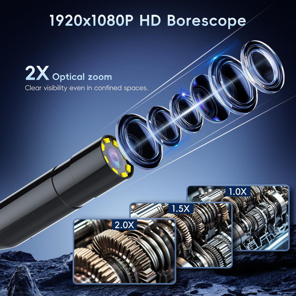 50FT Endoscope Camera with Light, 1080P HD Borescope Inspection Camera with 8 LED Lights, IP67 Waterproof Sewer Tools Snake Camera with 4.3" IPS Screen, 50Feet Semi-Rigid Cable for Father's Day