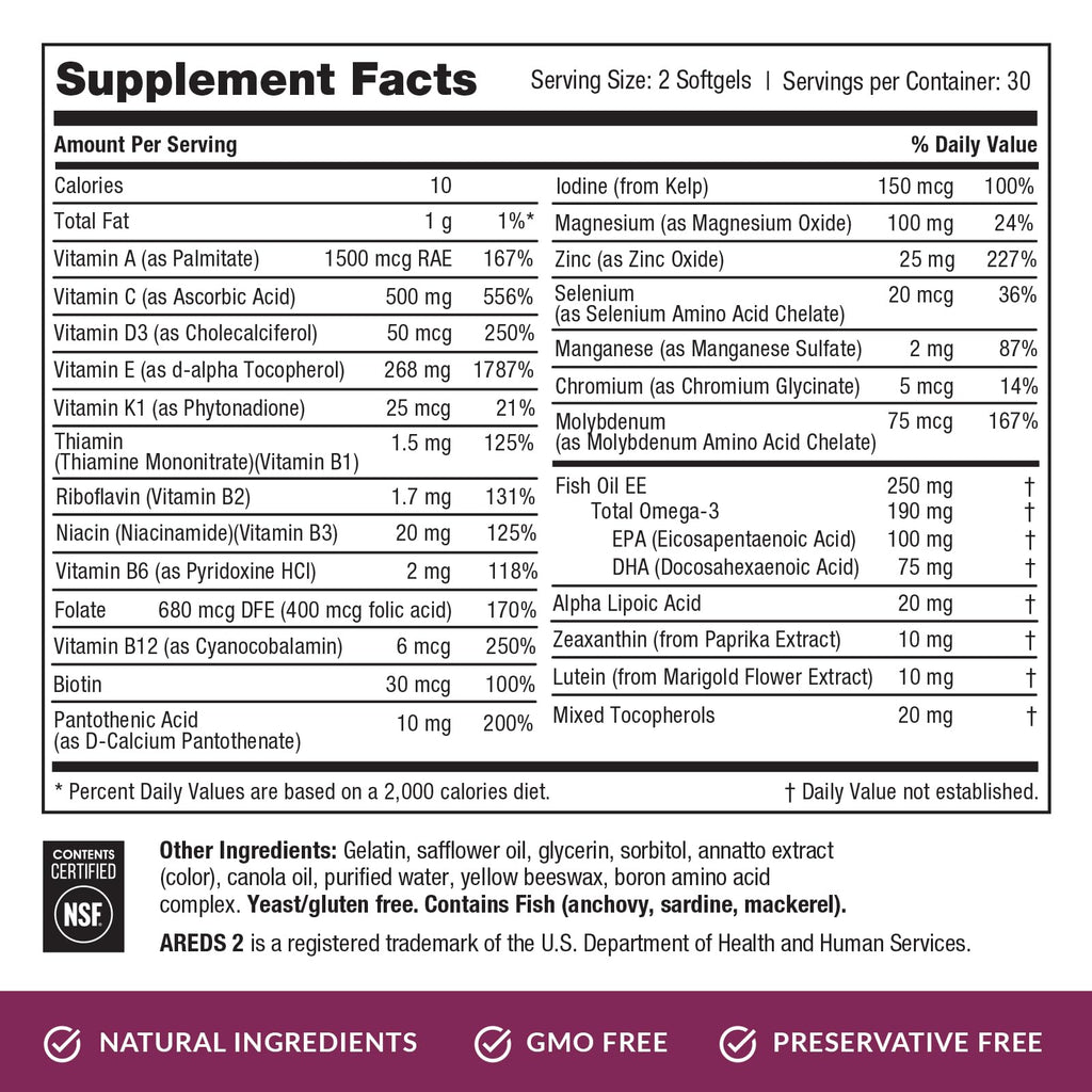 EyePromise Macular Health Complete Supplement - 60 Softgels, 30-Day Supply - Complete Macular Support with 10mg Lutein & Zeaxanthin